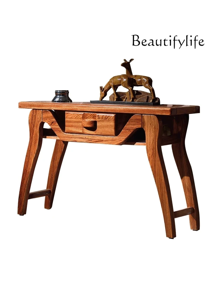 

New Chinese Style Ugyen Wood Entrance Table Modern Minimalist Wall a Long Narrow Table Light Luxury Lobby Aisle Altar