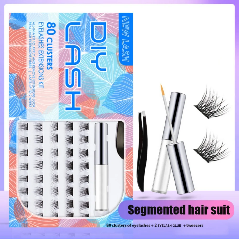 72/80 Clusters Lashes Eyeliner Eyes Makeup Lash Extension Kit Wispy Volume With Applicator Eyelashes Beauty Health DIY Easy Use