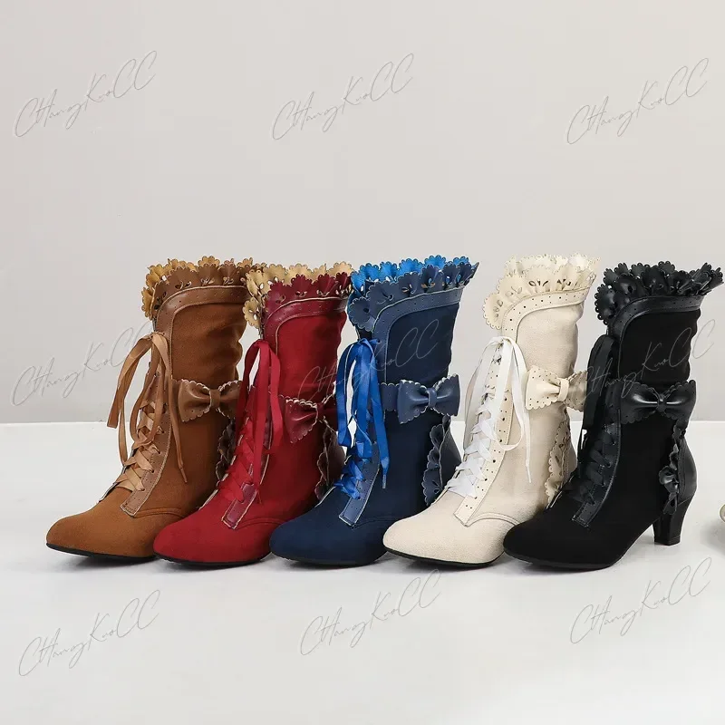 

Renaissance Medieval victorian Steampunk Cosplay PU Shoes Boots Halloween For Women