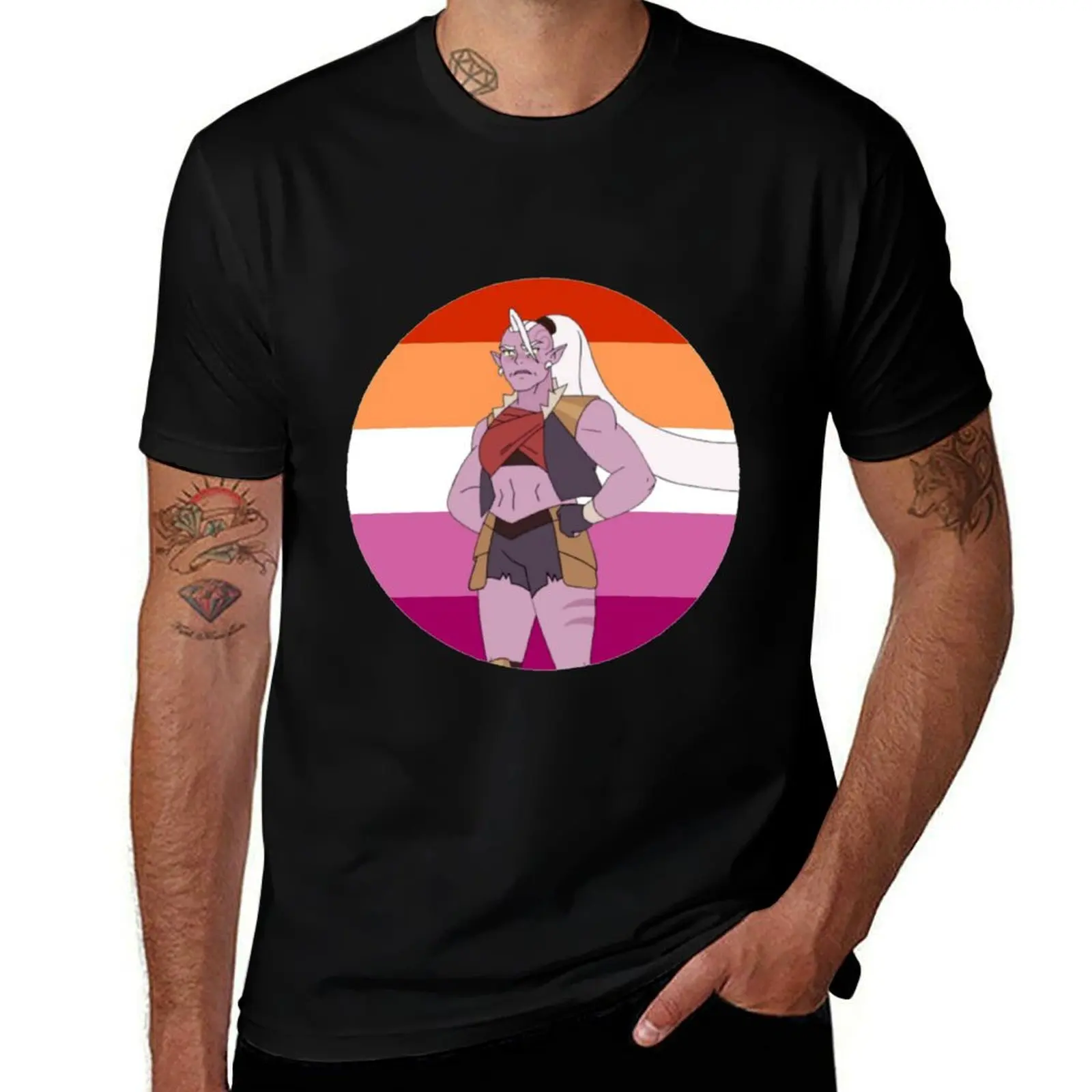 

Huntara She-Ra Lesbian Flag SPOP T-Shirt t shirts cotton 100% essential t shirt graphic t shirts for man T-shirt