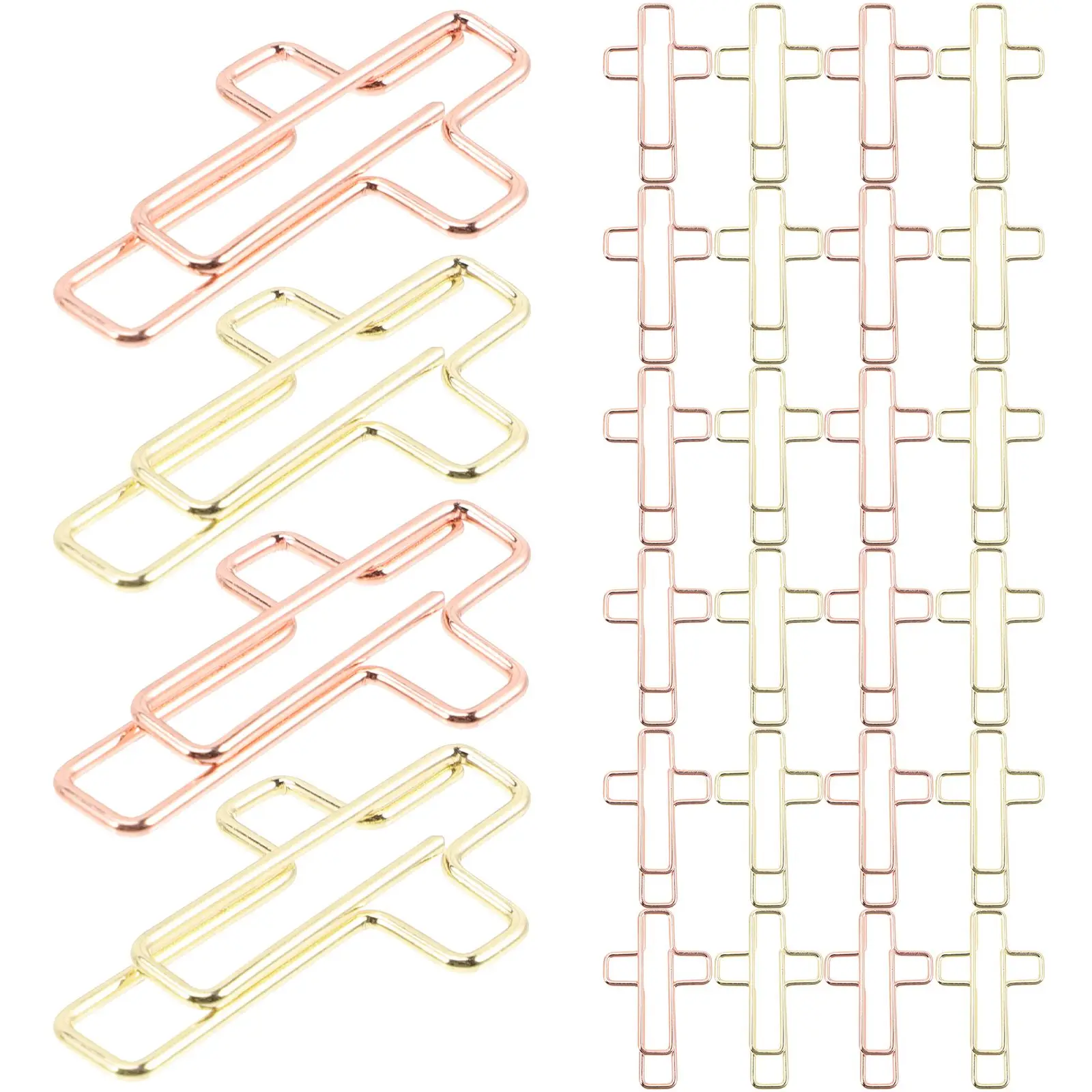 

100 Pcs Cross Shape Paper Clips Crucifix Shaped Document Cable Clamp File Novelty Small Office Binding Supplies Metal Homework