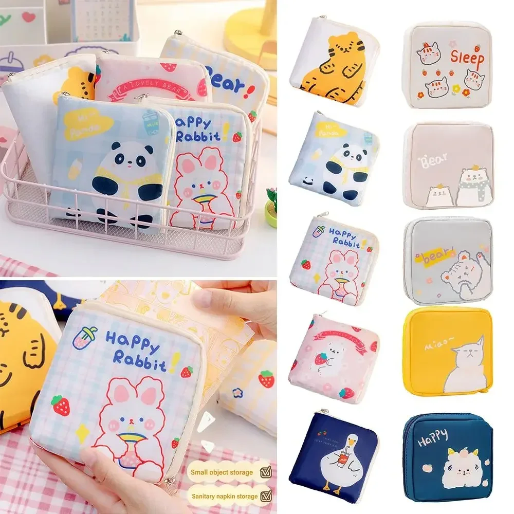 Korean Cute Bear Large Capacity Sanitary Napkin Storage Bags Girls Cartoon Physiological Period Tampon Organiser Bag Mini Bag