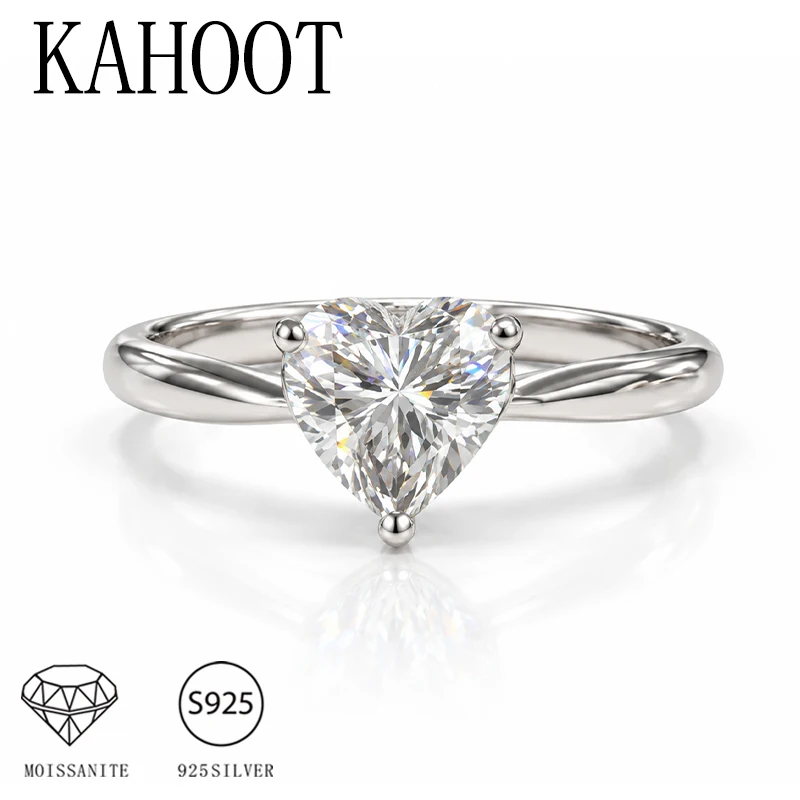 Ein 925er-Sterling-Silberring mit einem 1-Karat-/1,5-Karat-Moissanit in Herzform, ideal für ein Date oder als Geschenk.