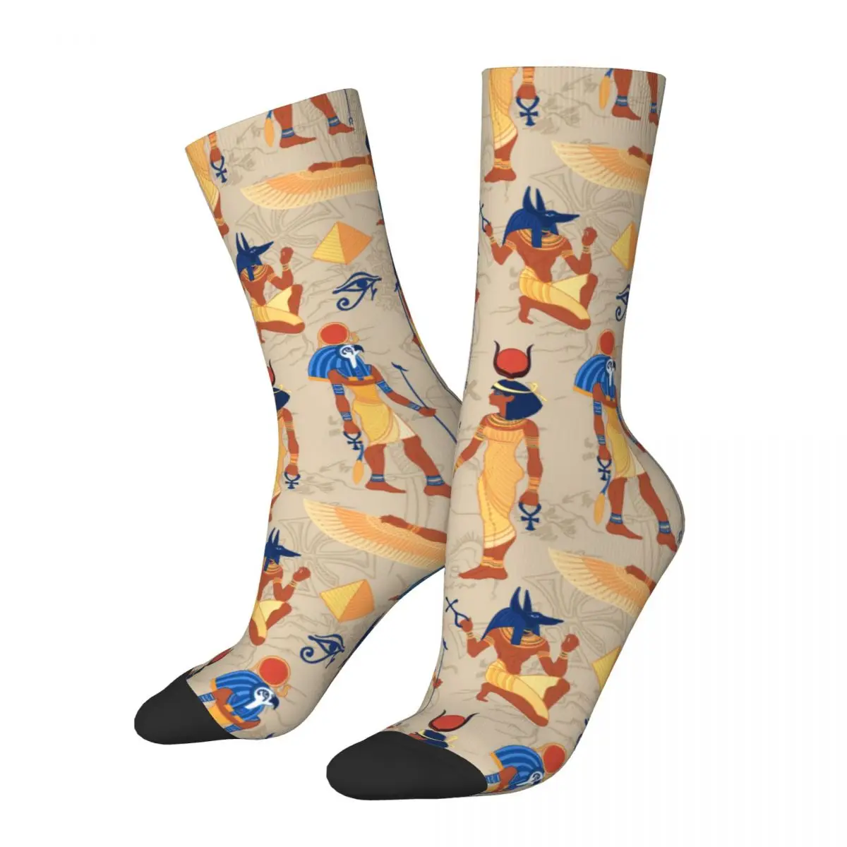 Men's Socks Egyptian Gods Vintage Harajuku Ancient Egyptian Culture Street Style Casual Pattern Crew Crazy Sock Gift Printed