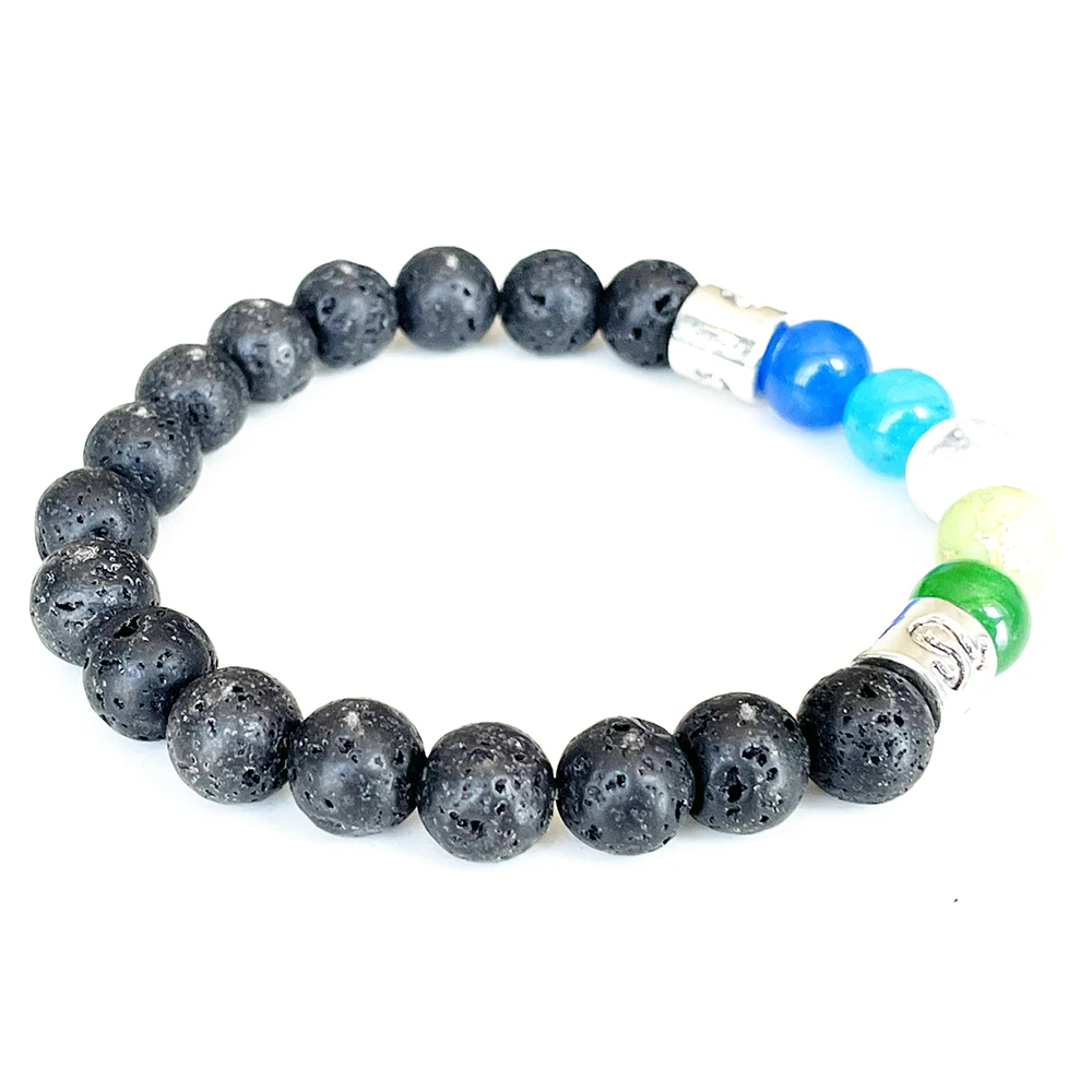 MG1654 Boho Leo Zodiac Womens Bracelet 8 MM Rock Lava Stone Green Chakra Beads Energy Wrist Mala Natural Gemstone Jewelry