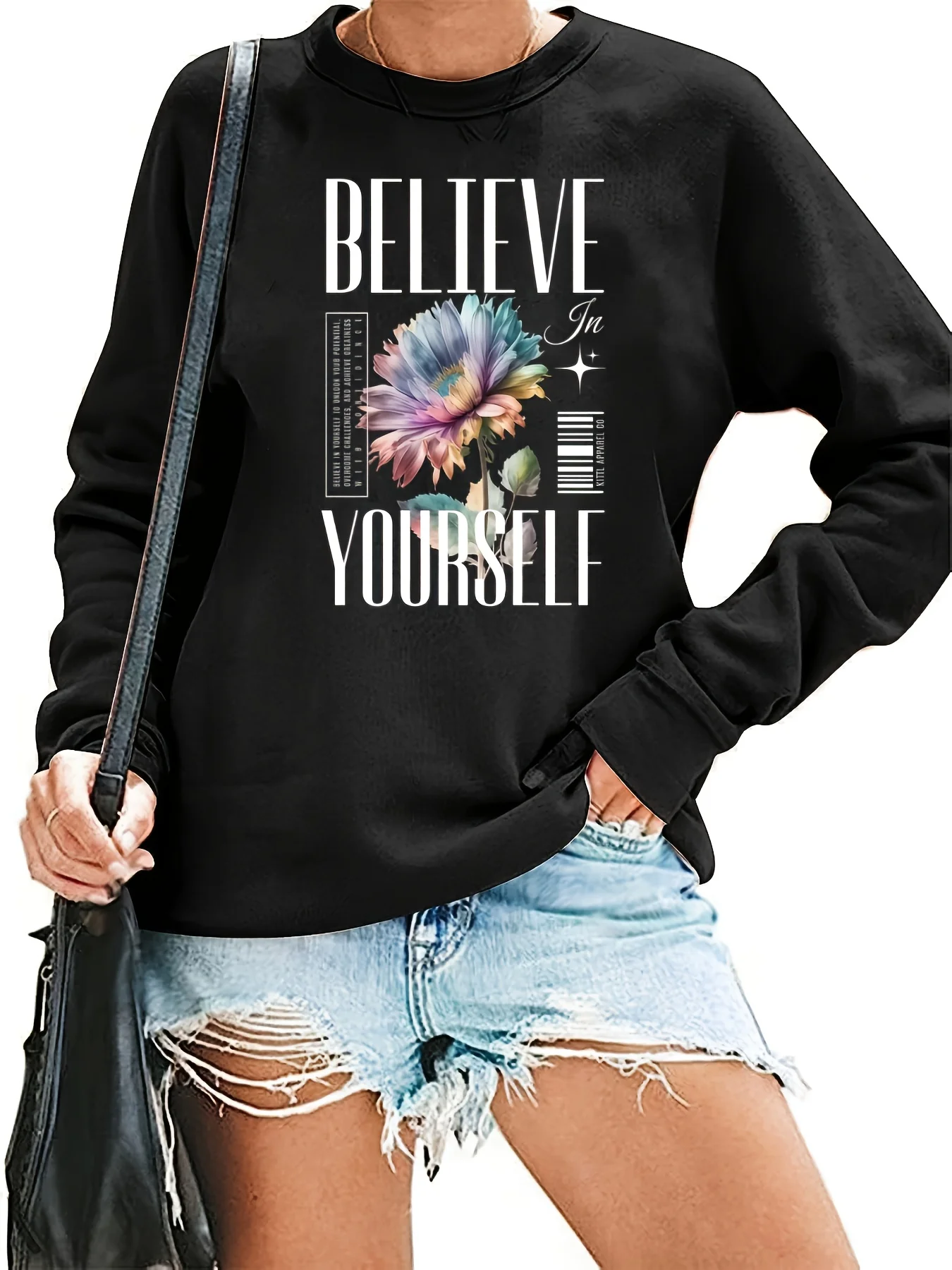 

Inspirational Floral Pr Graphic Print Autumn and Winter Cotton Men's and Women's Sweatshirts Outdoor Sports Leisure Fashion