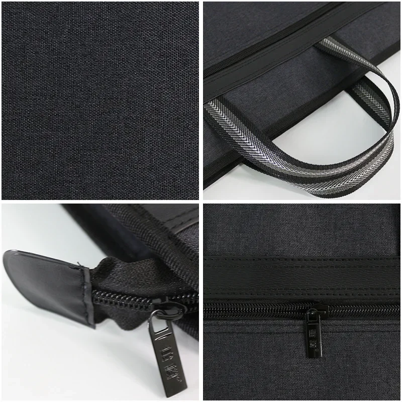 Business A4 file bag, portable information bag, zipper canvas file bag, multi-layer thickened men's office bag.