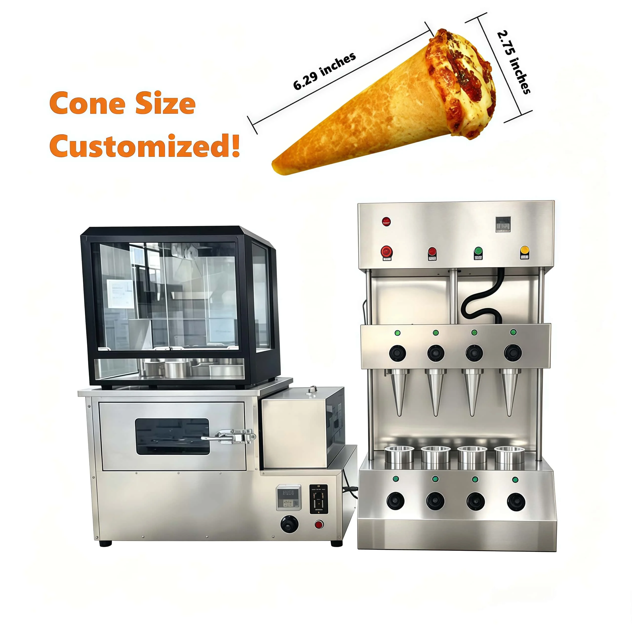 4 Cones Size Customizable Electric Pizza Cone Maker Machine Rotary Pizza Cone Oven Pizza Cone Warmer Showcase Production Line