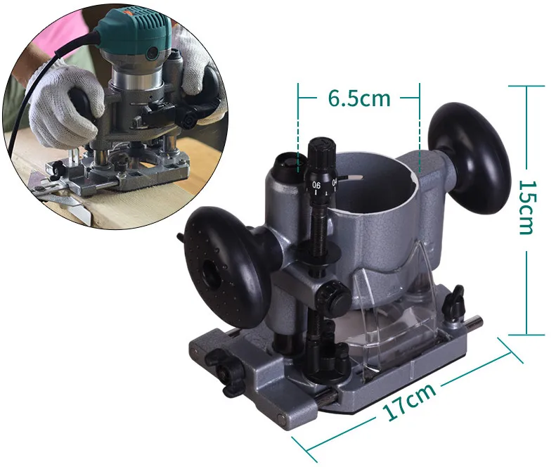Hand-Held Movable Plunge-Cut Planer Base for Household Milling Cutters with Woodworking Tool Kits