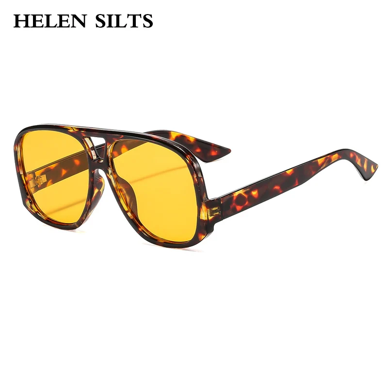 

HELEN SILTS Fashion Pilot Women Sunglasses Vintage Leopard Candy Color Shades UV400 Men Trending Punk Sun Glasses