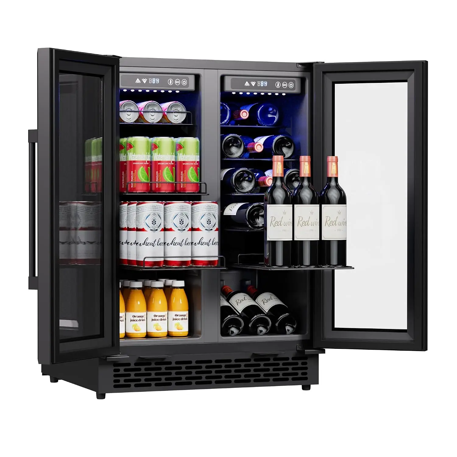 24 Inch Wine and Beverage Refrigerator with Glass Door, Dual Zone Cooler | Stainless Steel Wine Cooler, Built-in, Customized