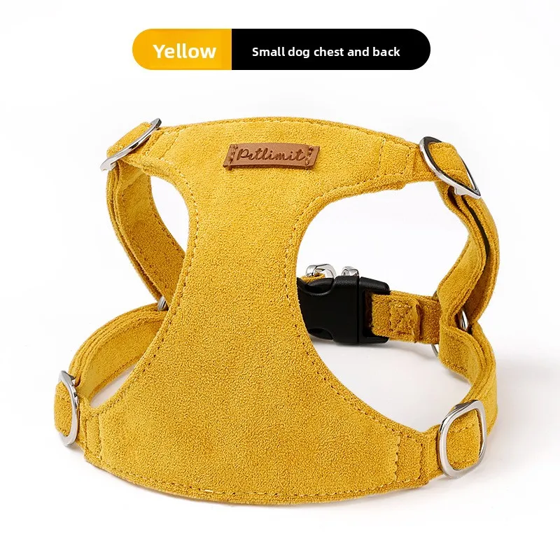 Petlimit puppyharnasvest - verstelbare borstband loopriem voor kleine honden, geel, XXXS tot S
