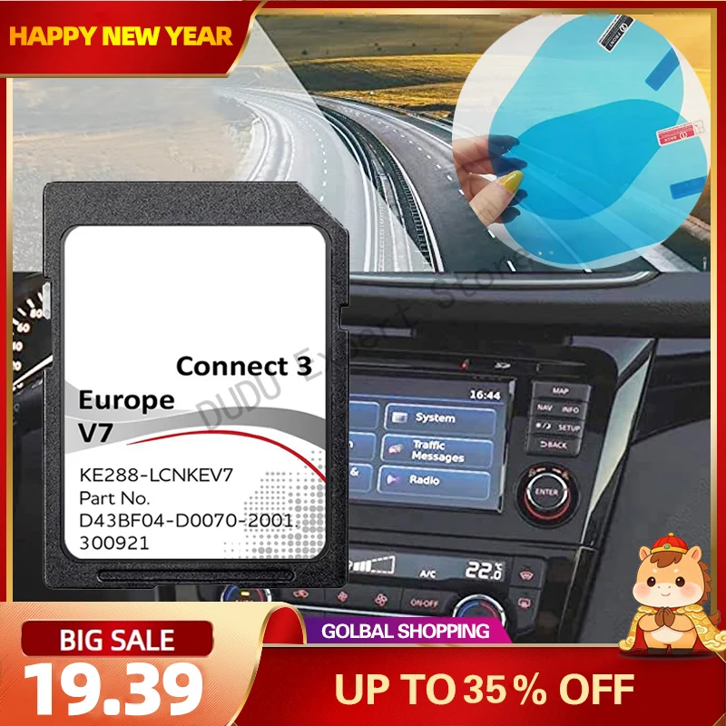 

Новейший автомобиль Connect 3 V7 LCN X-Trail для Nissan Sat Nav, версия карты, данные с противотуманными наклейками