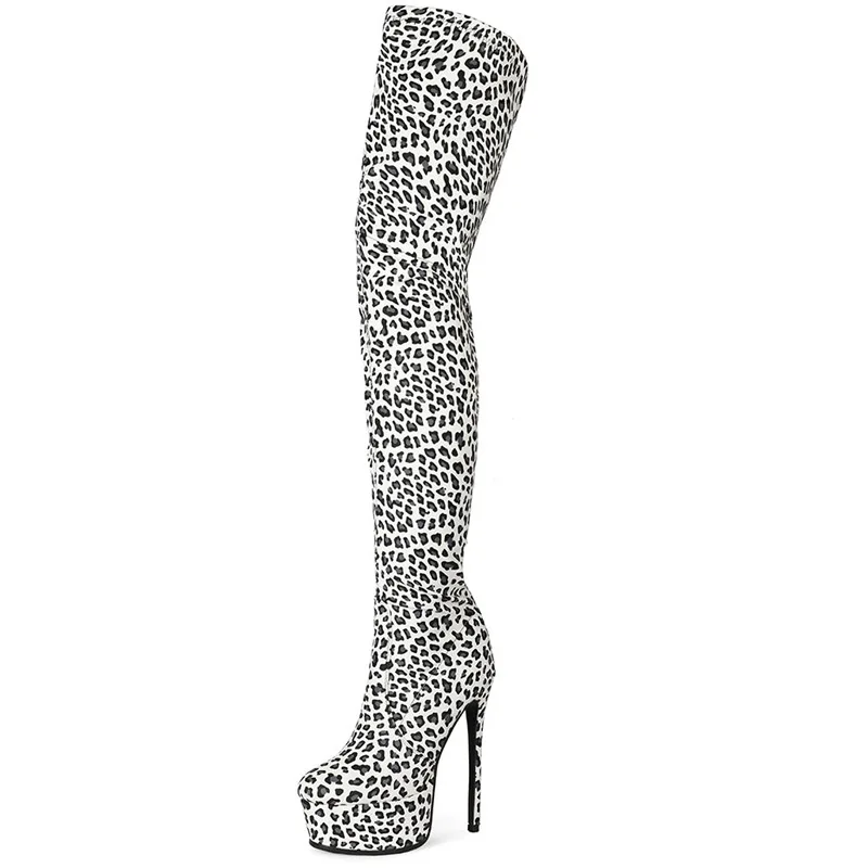 

European And American Round Toe Slim Heel Super High Heels Large Size Over The Knee Long Boots Runway Fashion Women's Boots