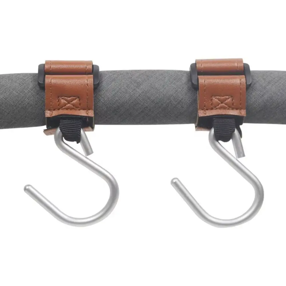 Ganchos creativos para cochecito de bebé en forma de S, gancho colgante de PU de Color sólido, accesorios para cochecito de dibujos animados, accesorios para cochecito