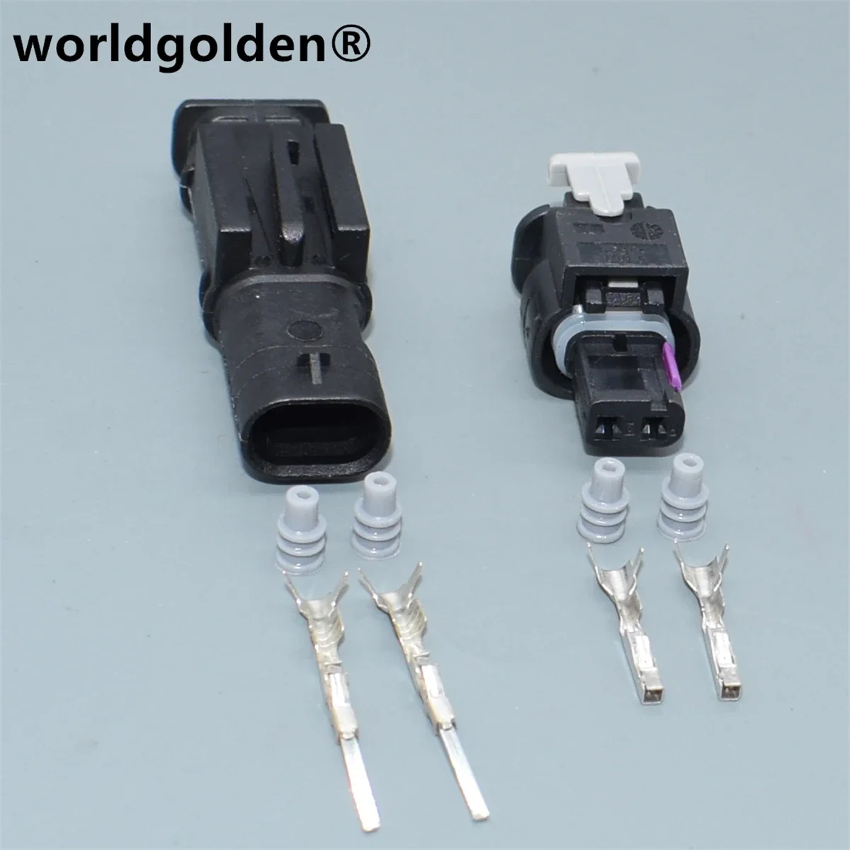 worldgolden auto 1.2mm fuel injector connector wires impact sensor plugs 0-2112986-1 1-1718643-1 For VW Audi 4F0973702