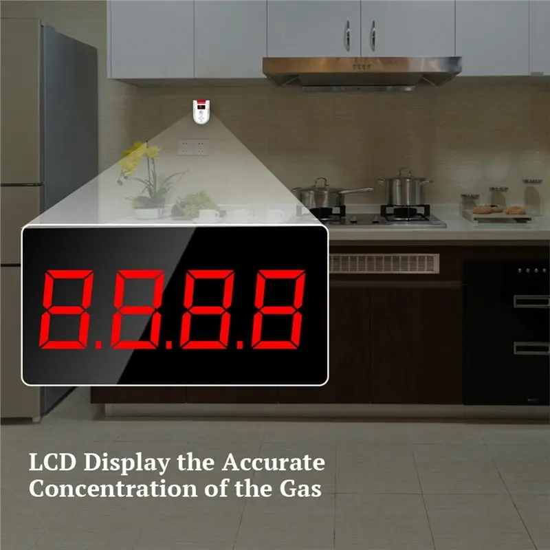 【CHRISTMAS 】GD13 Wireless Digital LED Display LPG Gas Detector Alarm Combustible Gas Leak Detector For Home Alarm System EU Plug