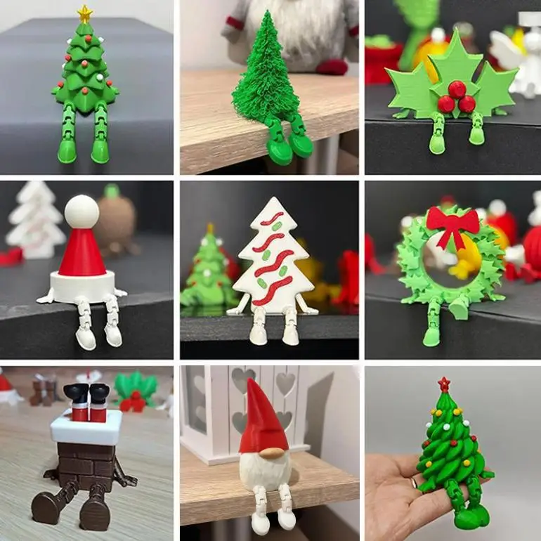 Movable Joint 3D Printed Christmas Ball Christmas Tree Ornament Festive Tabletop Display Statue Decorations