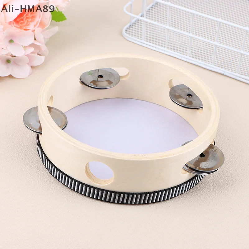 (HMA89)1Pc 15cm Wooden Tambourine Drum Kids Handheld Drum Percussion Musical Instruments Toys For Children Educational Toys