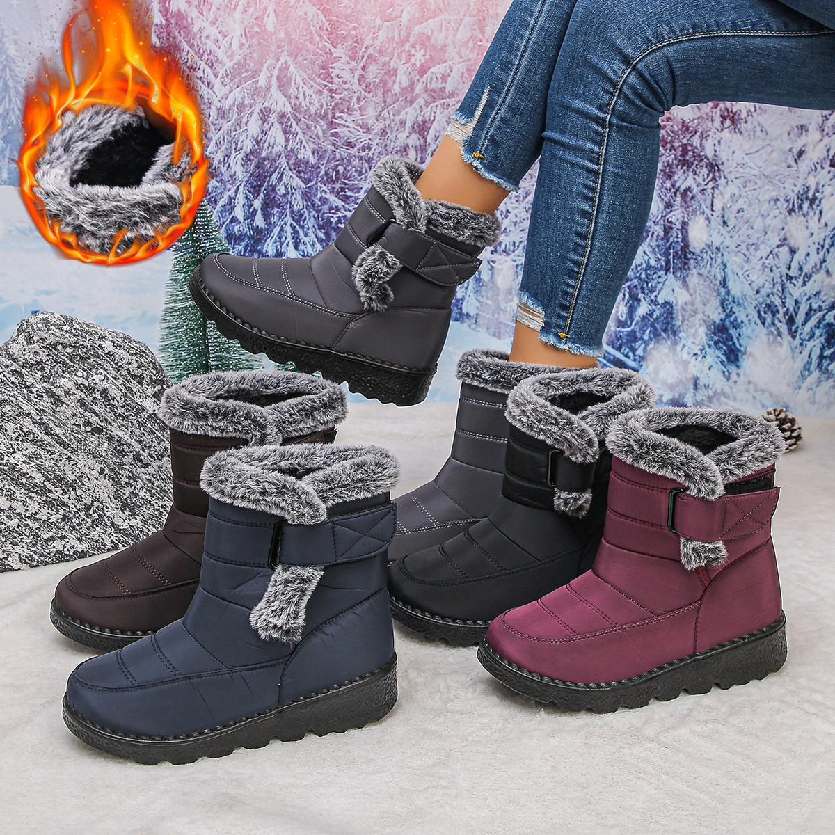 

2025 женские зимние ботинки большого размера, хлопковые противоскользящие холодные теплые ботинки в стиле ретро, уличная удобная дизайнерская обувь, Zapatos De Mujer