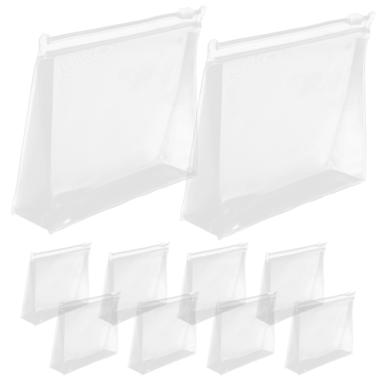 

10pcs Clear Travel Toiletries Bag PVC Makeup Storage Small Size Bathroom Holiday Leak Proof Reinforced Seams Travel Essentials