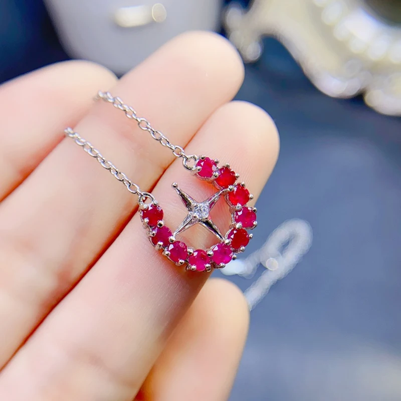 Natural ruby pendant necklace for women silver 925 jewelry luxury gem stones 18k gold plated free shiping items