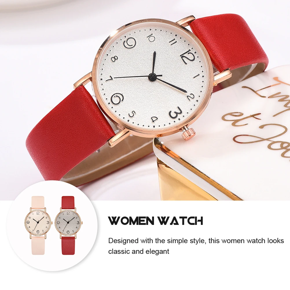 

2 Pcs Watch Quartz Women's Watches Ladies Wrist Strap Casual for Woman Fashion