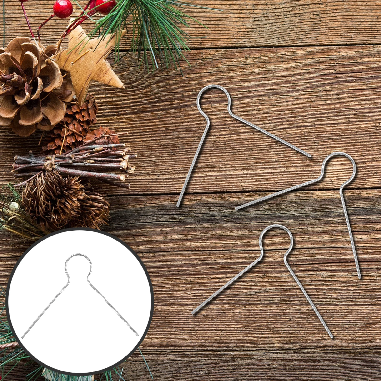 

100pcs Christmas Ornament Hooks Iron V-Shaped Hangers For Tree Wreath Holiday Decorations Metal Hanging Accessories