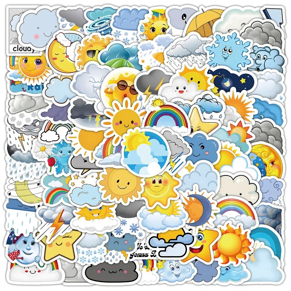 100 pz/borsa Cartoon Weather Meme Graffiti Stickers Cute Travel Skateboard valigia chitarra bagaglio Laptop adesivo divertente per bambino