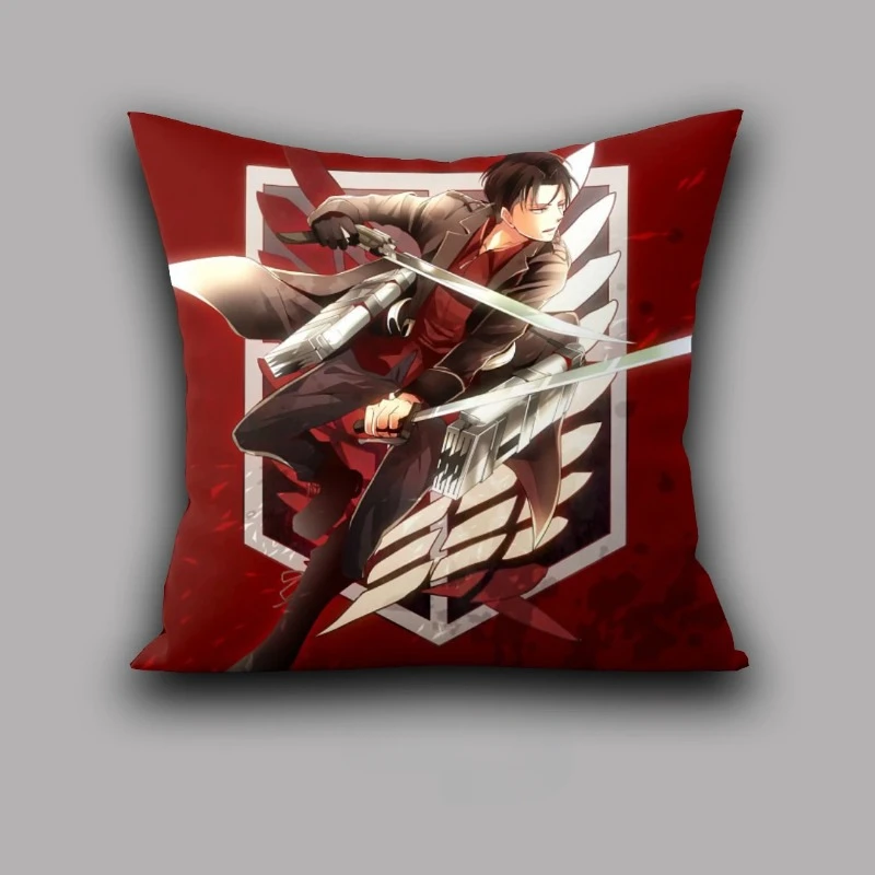 Black Pillow Cases for Bed Anime Throw Pillowcase 40x40 Attack on Titan Ackerman Decorative Sofa Cushion Cover 45x45