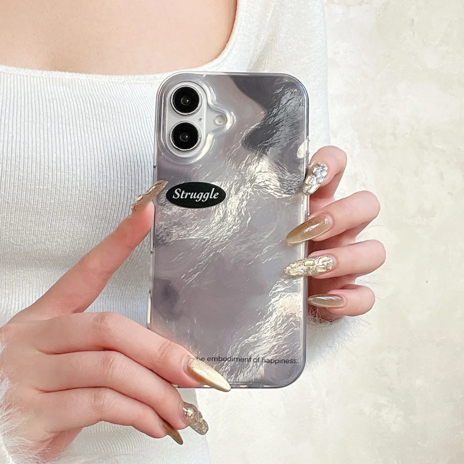 Winter Ice Snow World Plating silvery Tin foil pattern Phone case For iPhone 16 15 14 13 Pro Max Case Cute shockproof Soft Cover