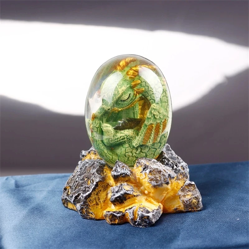 Lava Dragon Egg Resin Statue Ornamental Dinosaur Eggs Sculpture Crystal Gemstone Souvenir Home Decor Collection Kid Gift Toy