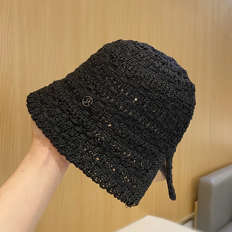 Foldable Handmade Hollow Knitted Hat Literary Girl Fisherman Hat Crocheted Hat Ethnic Baotou Hat Cotton Pullover Hat Breathable