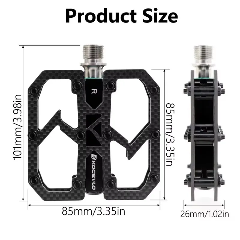 Carbon Fiber Pedal Ultralight 195g MTB Titanium Shaft 3 Bearings Road Bike Pedal Anti Slip Racing Pedal