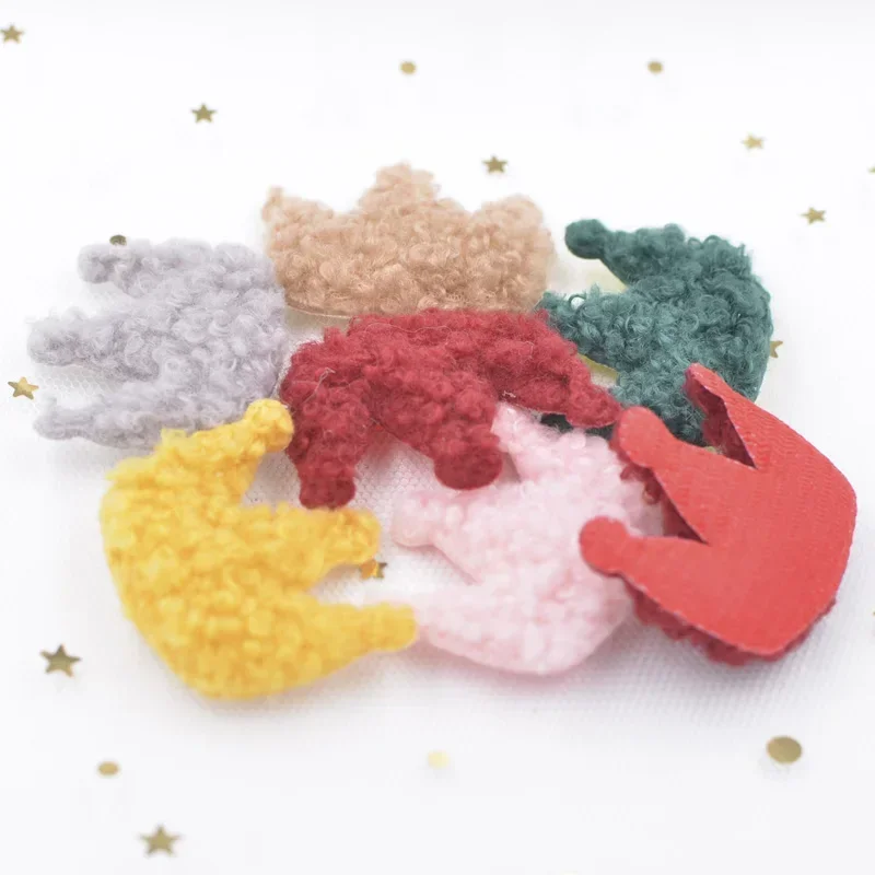 12Pcs Puffy Soft Teddy Plush Padded Patches Crown Appliques for DIY Clothes, Crafts, Hat, Bag, Woolen Gloves, Socks Decor
