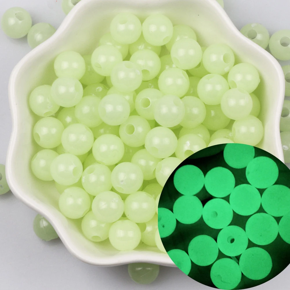 

100pcs/Lot Luminous Beads Fishing Space Beans Round Float Balls Light Glowing For Outdoor Fishing Accessories 3mm-12mm