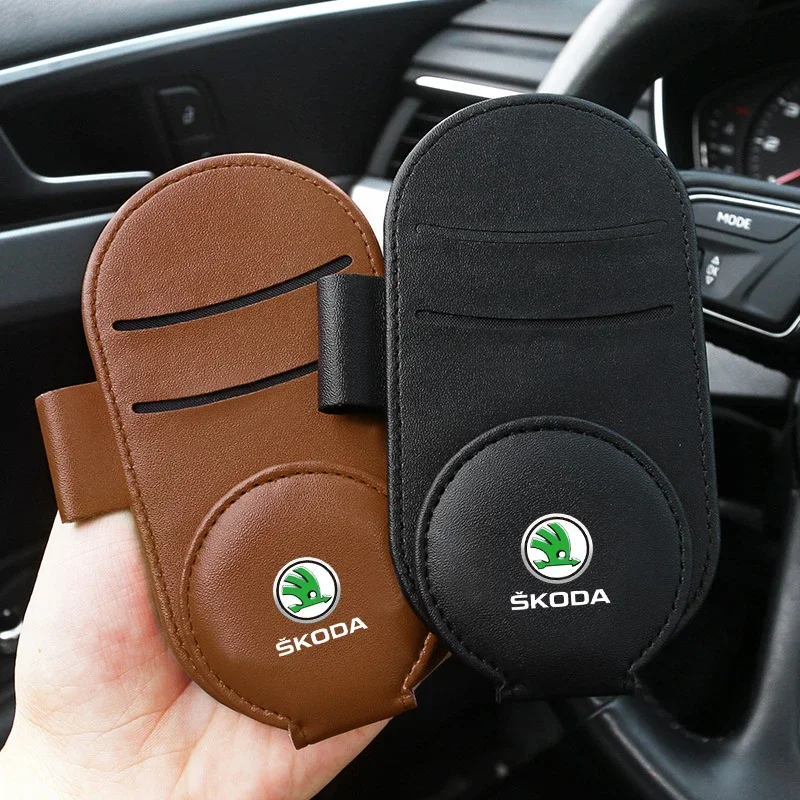 Car Styling Óculos Clip, Sun Visor, Multi-Function Óculos de sol, Skoda Octavia, MK2, MK3, 2, 3, A7, Fabia, Karoq, Kodiaq, Kamiq