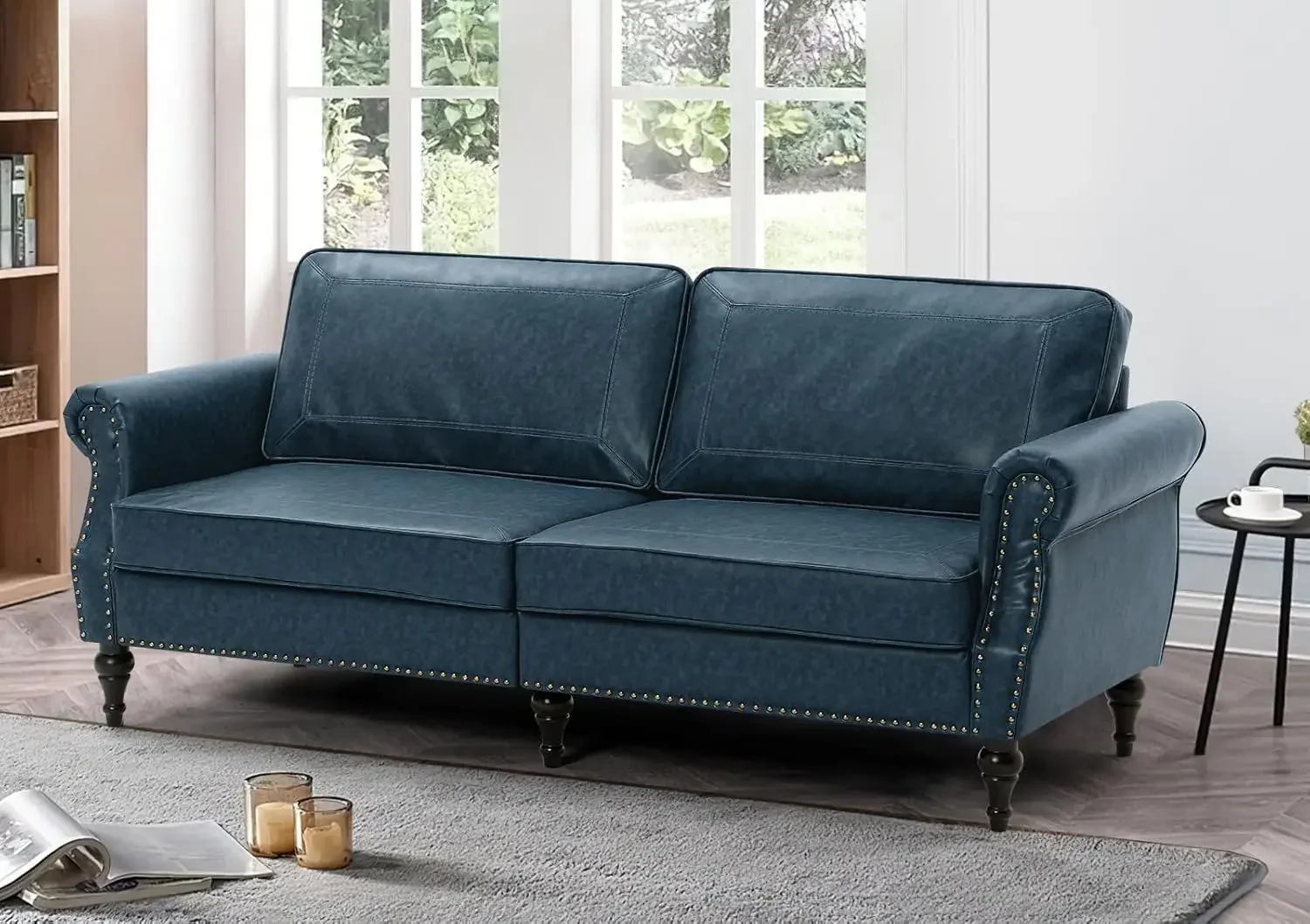 

Traditional Faux Leather Loveseat Sofa