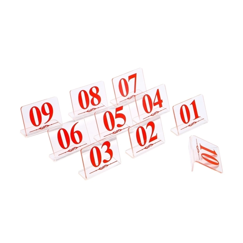 Acrylic Series Number Stand V Clear Black White Red Gold Number Stand Double Sided Sign Stand Wedding Table Seat Number Rack