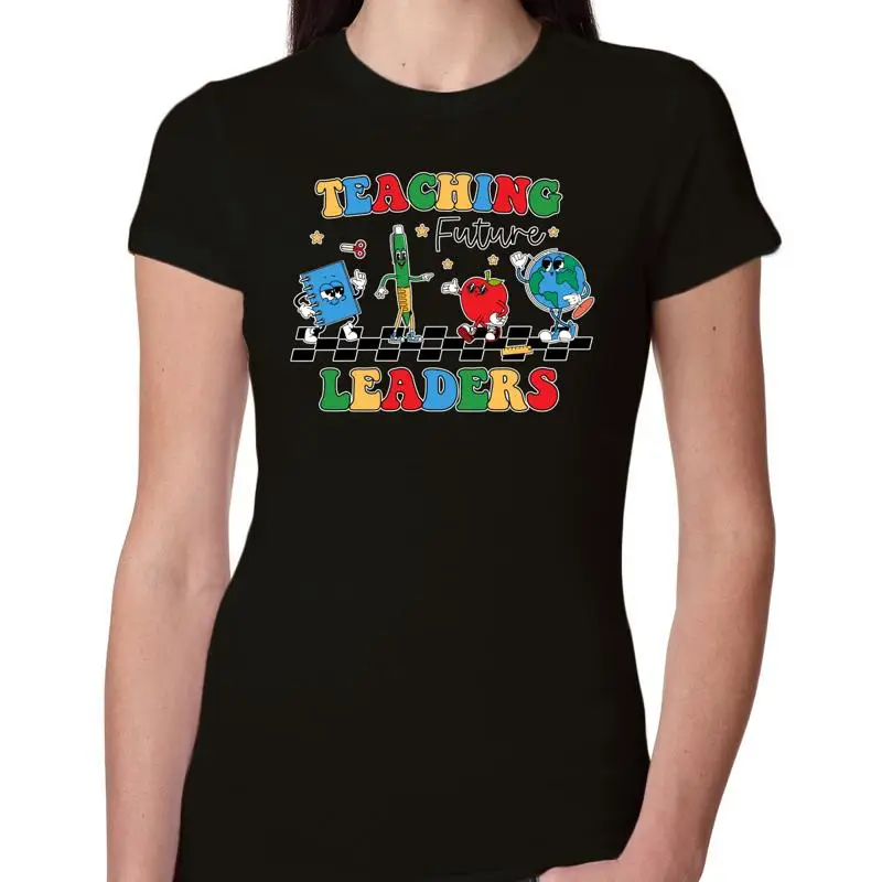 

Женская облегающая футболка для юниоров в стиле ретро «Научение будущего» обратно в школу