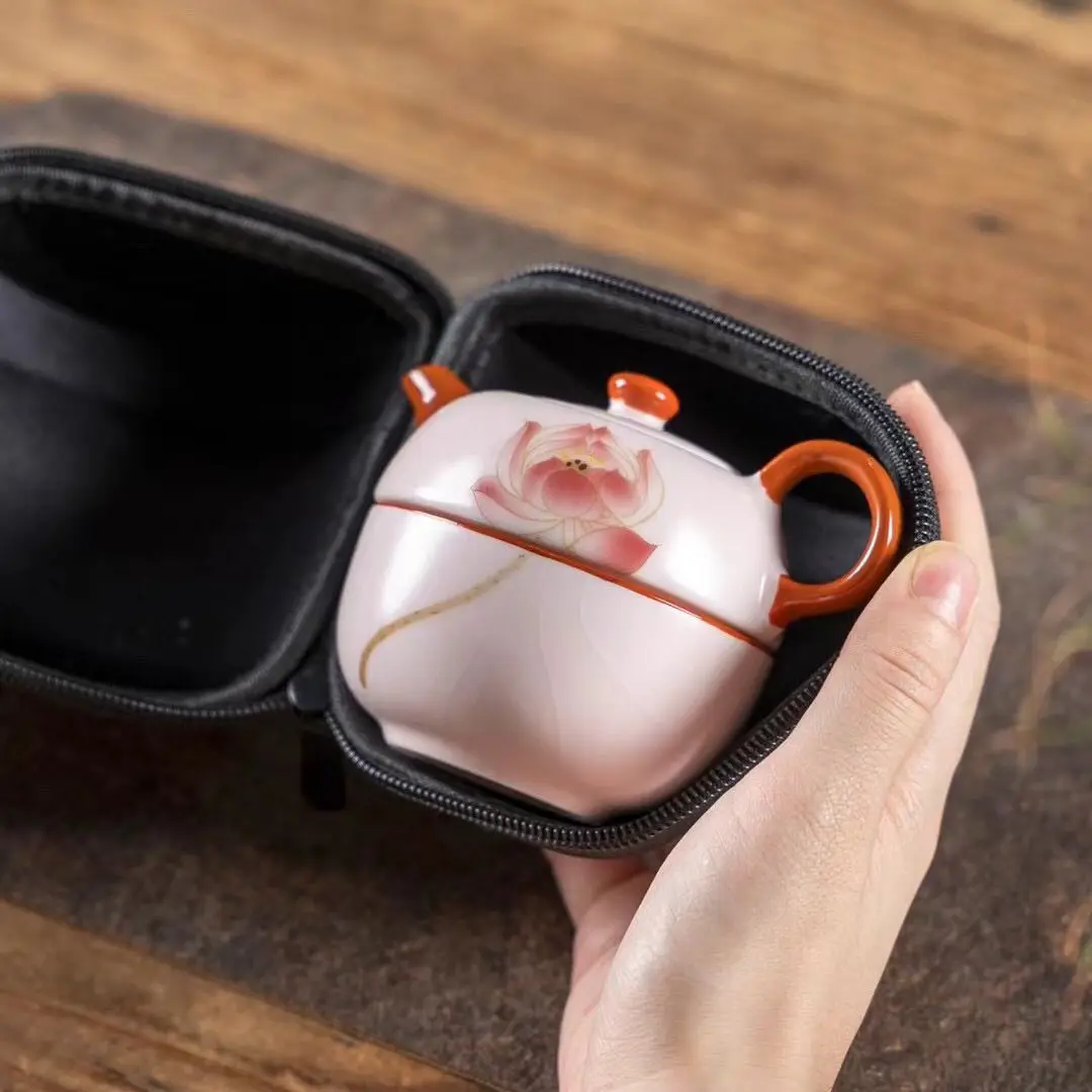 Ru Kiln Travel Tea Set, One Pot and One Cup of Teapot Set, Single Person Can Drink Teacup, Make Tea, Outdoor Portable