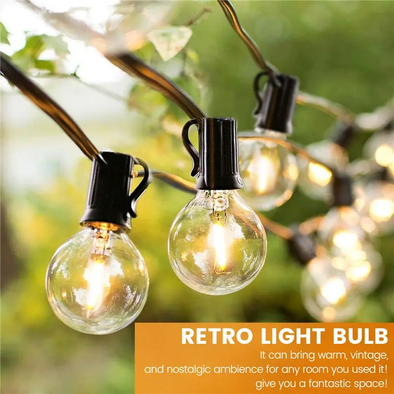 Exquisite-6Pcs 1.5W LED G40 Replacement Bulb 220V Retro Globe Gold Dimmable Bulb For Indoor/Outdoor String Lights E12 Base