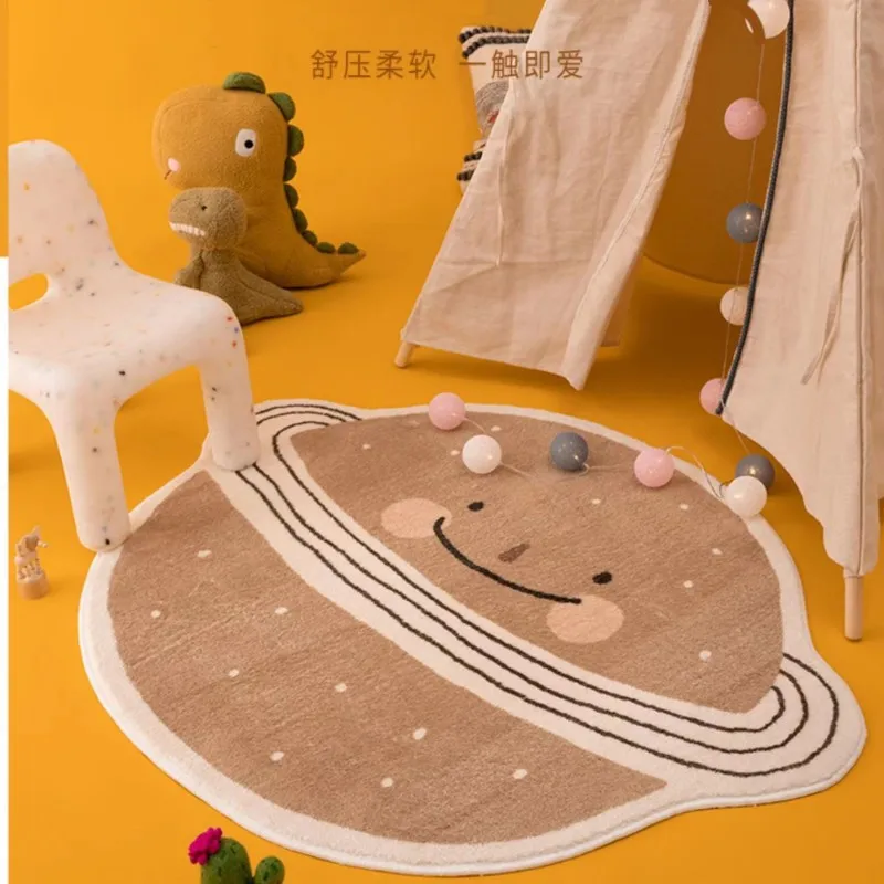 Adorable Cartoon Round Plush Rug – Fluffy Soft Floor Mat for Living Room, Nordic Bedroom or Kids’ Playful Home Decor