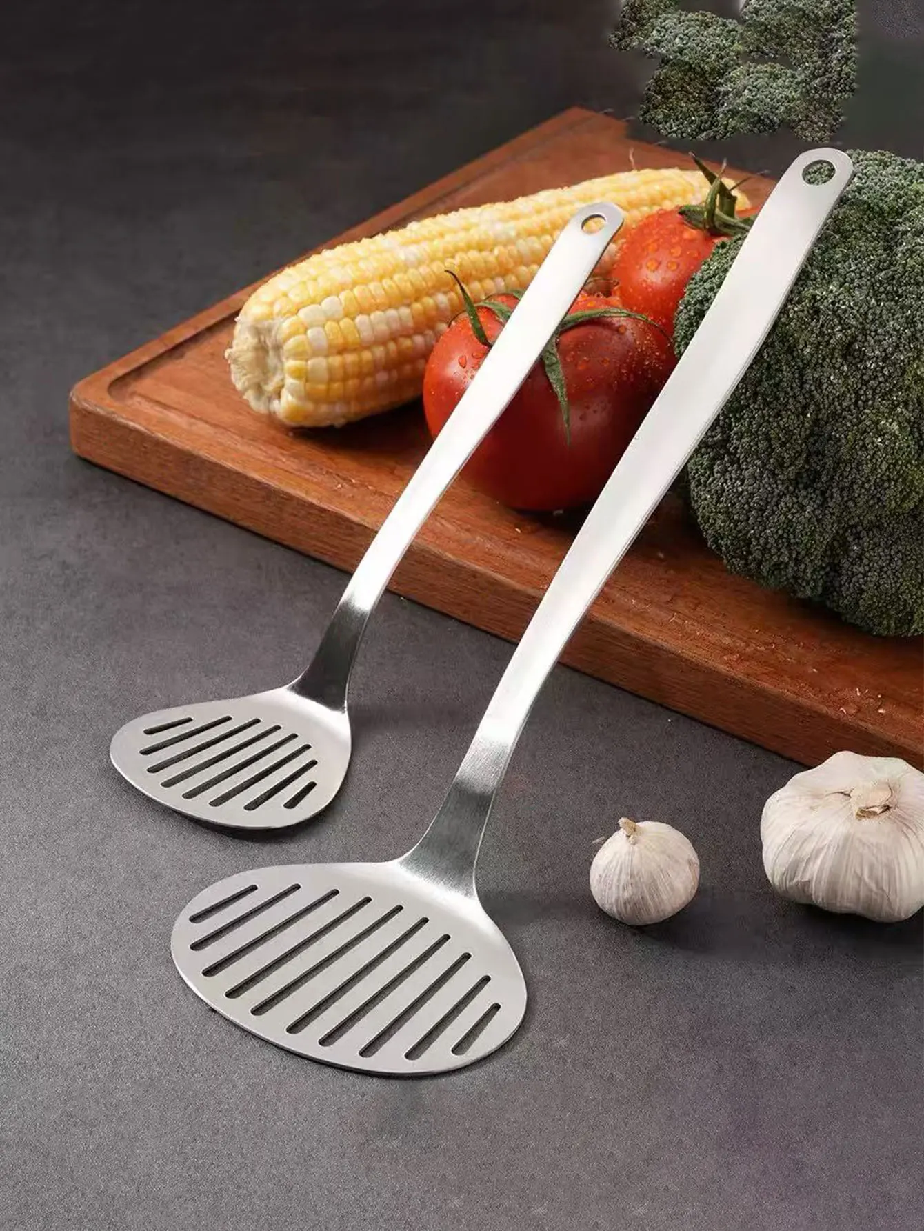 304 Stainless Steel Frying Spatula for Home Kitchen Use, Steak and Fish Spatula, Cooking Spatula, Frying Spatula, Frying Pan Spatula, Set of 2 Pieces in Different Sizes