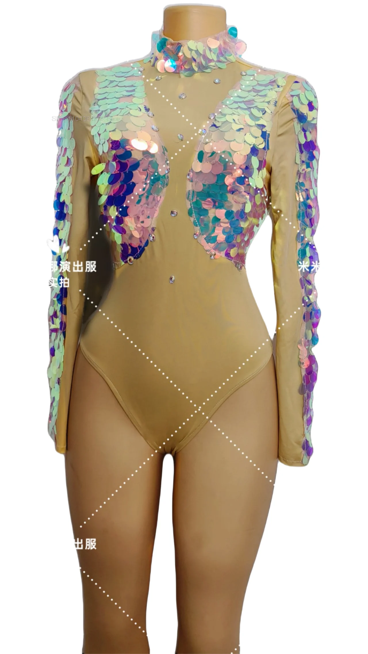 Glitter Sequins Bodysuit Laser Skirt Dance Outfit Bar Nightclub Party Stage Wear Women Dancer Team DJ Gogo Performance Costume