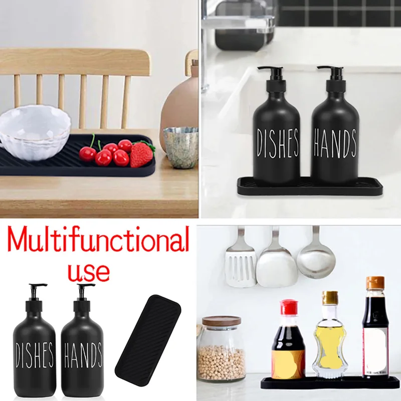 500ml Dish Hand Soap Dispenser Set Tray Refillable Liquid Sanitizer Detergent Storage Bottle Bathroom Kitchen Shampoo Container