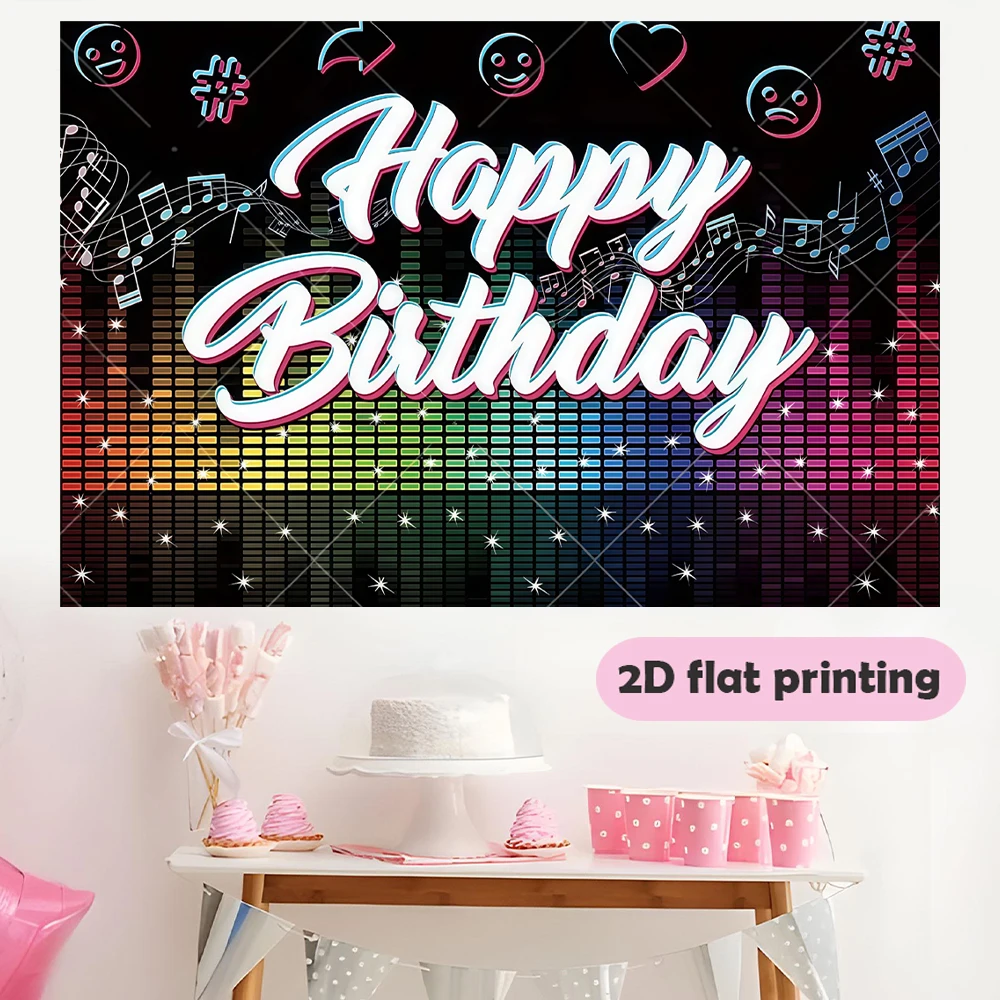 لافتة موسيقى النيون: "عيد ميلاد سعيد"، معادل، ملاحظات موسيقية، إيموجيس، نجوم. أي موسم، المدخلات.