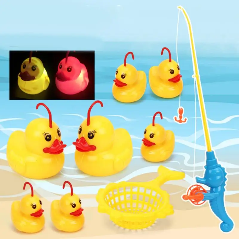 

Fishing Duck Toy Floating Pool Bathtub Water Toys Playing Water Duckling Fishing Duckling Parent-child interactive Toys Game Kid