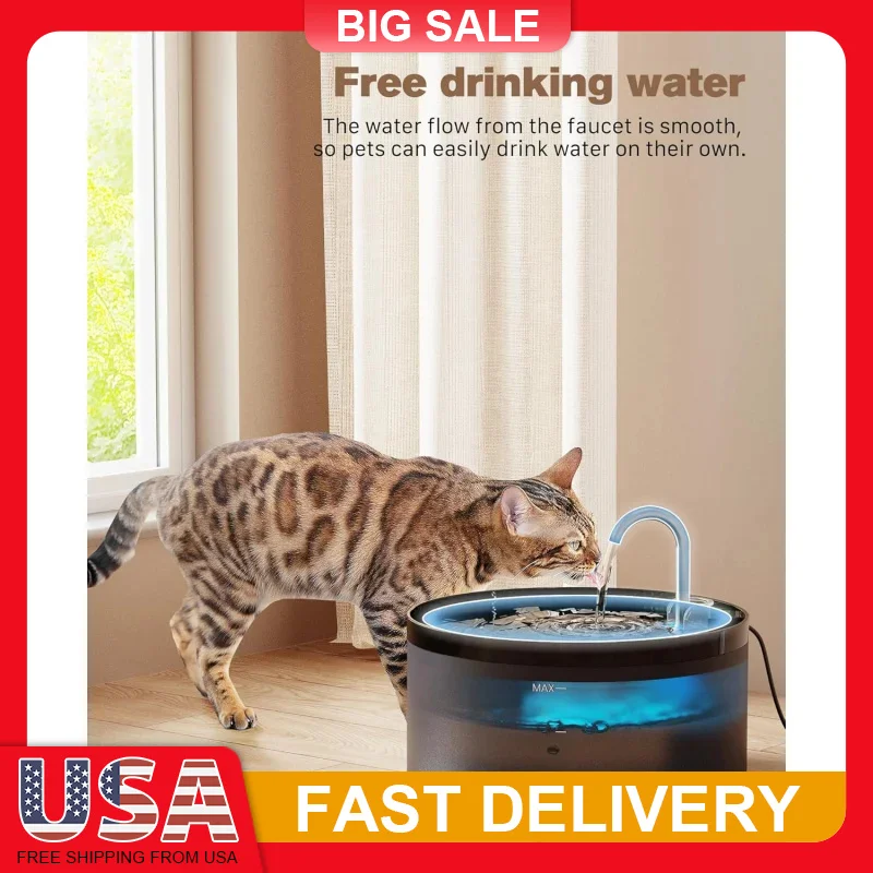 

Cat Water Fountain 3.2L Super Silent Pet Dispenser Ultra Quiet Drinking Station with Multiple Filtration Indoor Use Safe Pump