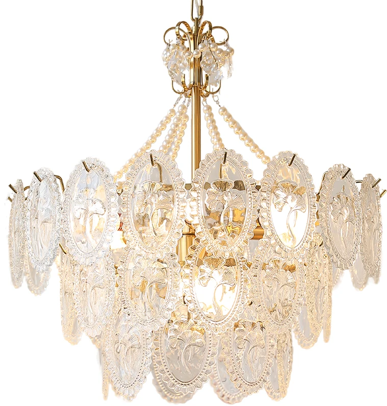 

Ginkgo biloba French light luxury, living room chandelier, bedroom crystal lamp, postmodern new all-copper master bedroom lamp